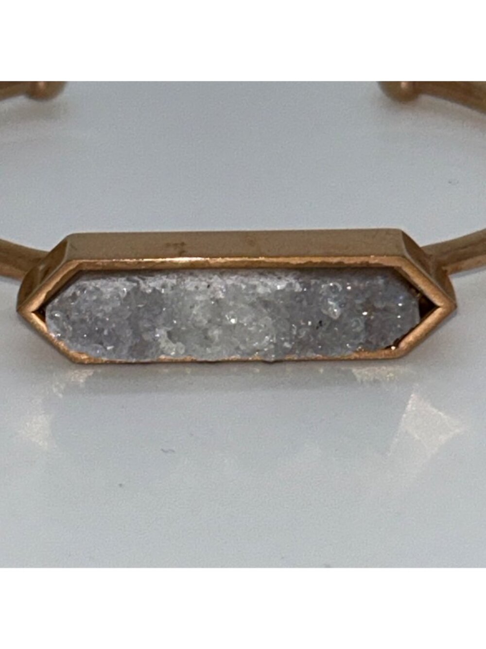 Druzy Quartz Cuff Bracelet Rose Gold-tone by Kinsley Armelle - Picture 10 of 12